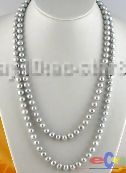 

Hot sale new Style >>>>>50" ROUND 10MM GRAY FRESHWATER PEARL NECKLACE 14K GOLD