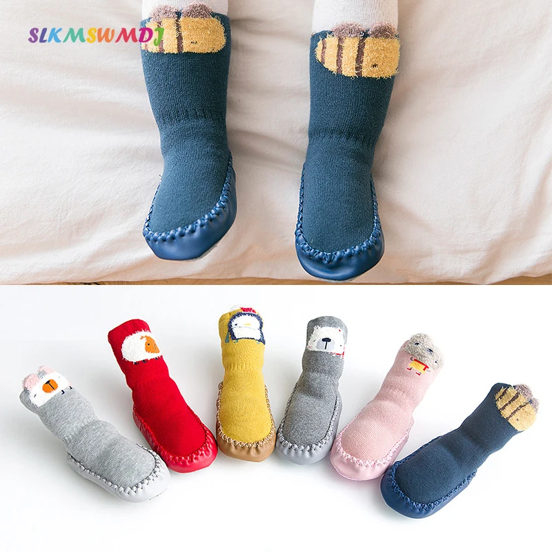 

SLKMSWMDJ autumn winter models thickening terry baby socks cotton warm children's non-slip toddler floor socks for 0-30 months