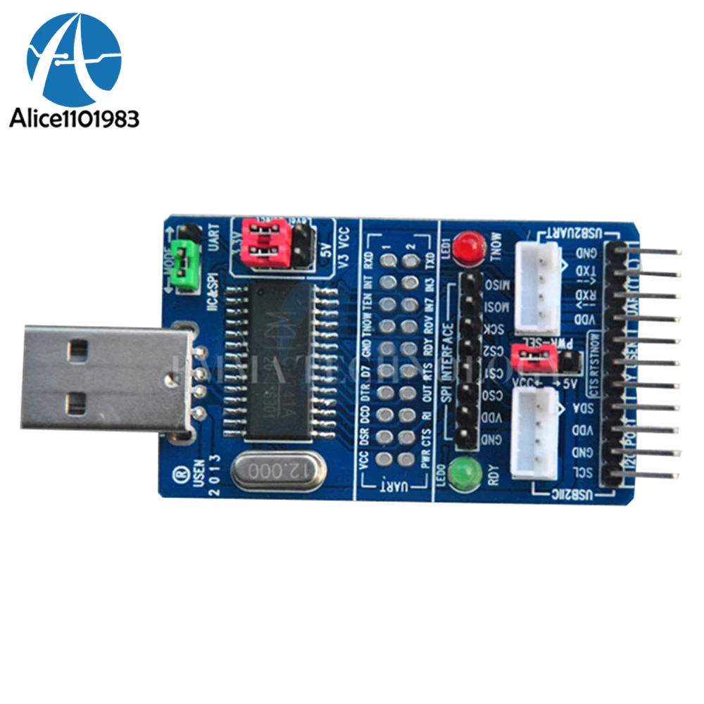 Все в 1 Многофункциональный полноскоростной USB к SPI/iec/IIC/UART/ttl/ISP последовательный адаптер Модуль RS232 RS485 плата для STC MCU DIY KIT