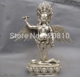 

Copper 100% Bronze Tibet Buddhism Temple White Copper Silver Mahakala Vajrakila Buddha FaQi Statue Tibet
