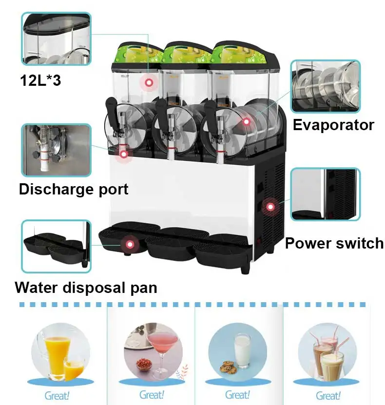 XEOLEO три танка машина для таяния снега 12л* 3 диспенсер для холодной питьевой воды коммерческий песочный лед машина с большой емкостью 220 В
