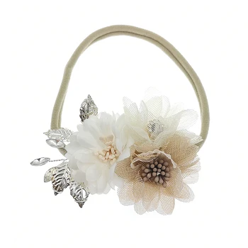 

20 Pcs Elegant Girls Hair Accessories Flower Headband Toddler Photo Props Rhinestone Mesh Flower Hair Ties Baby Nylon Headband