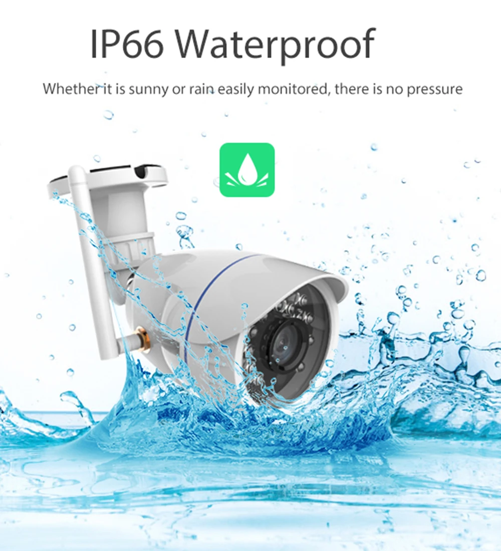 Alexa Голосовое управление Smart Tuya IP66 сертифицированная наружная инфракрасная P2P беспроводная WiFi камера безопасности водонепроницаемая