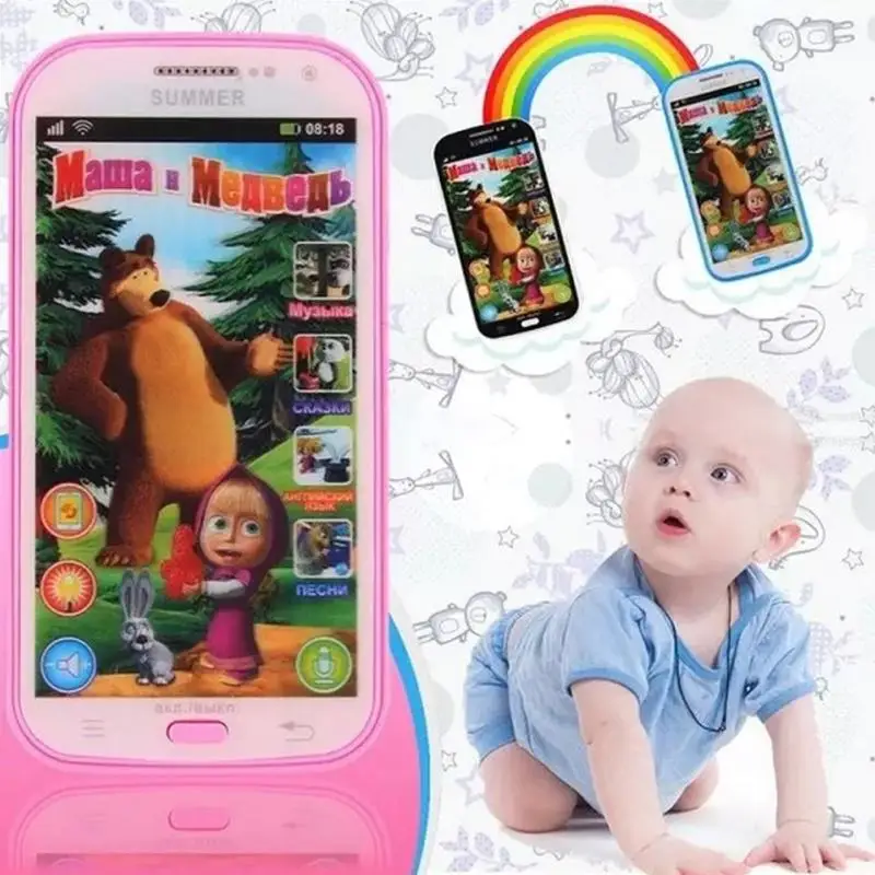 

2018 NEW English/ Russian Song Baby Phone Toy Simulator Music Phone Screen Children Electronic Learning Toy