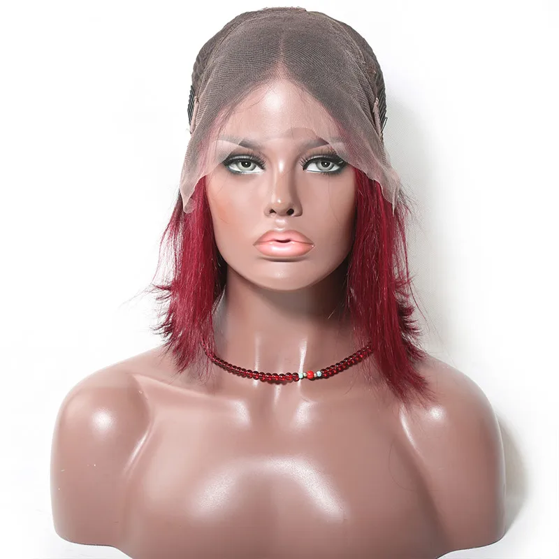 ALITOP 1b99j боб парик 13x4 кружева спереди человеческие волосы парик с Омбре красный короткий боб парики для черных женщин бразильские волосы remy прямые волосы парик