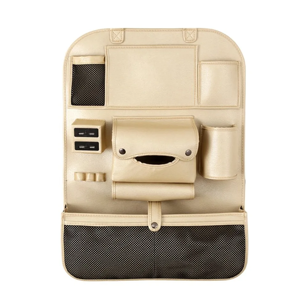 PG-09 4 USB Автомобильное сиденье задняя многофункциональная сумка для хранения из искусственной кожи автомобильное сиденье задняя сумка USB зарядное устройство для телефона органайзер для хранения