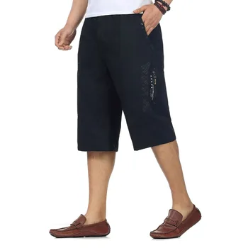 

Chinese Man's Causal Beach Shorts Yellow Black Army Green Knee-length Trousers Men High Elastic Waist Baggy Cargo Shorts Summer