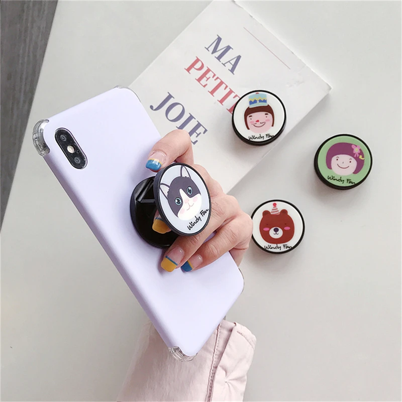 TJHSZKL universal cartoon cute smile pattern round telescopic bracket and grip ring bracket mobile phone folding 4