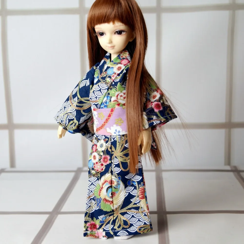 

OOAK Japan Style Peony Kimono Dress Outfits Clothing For 1/6 11" Tall Female BJD YOSD DK DZ AOD DD Doll Free Shipping