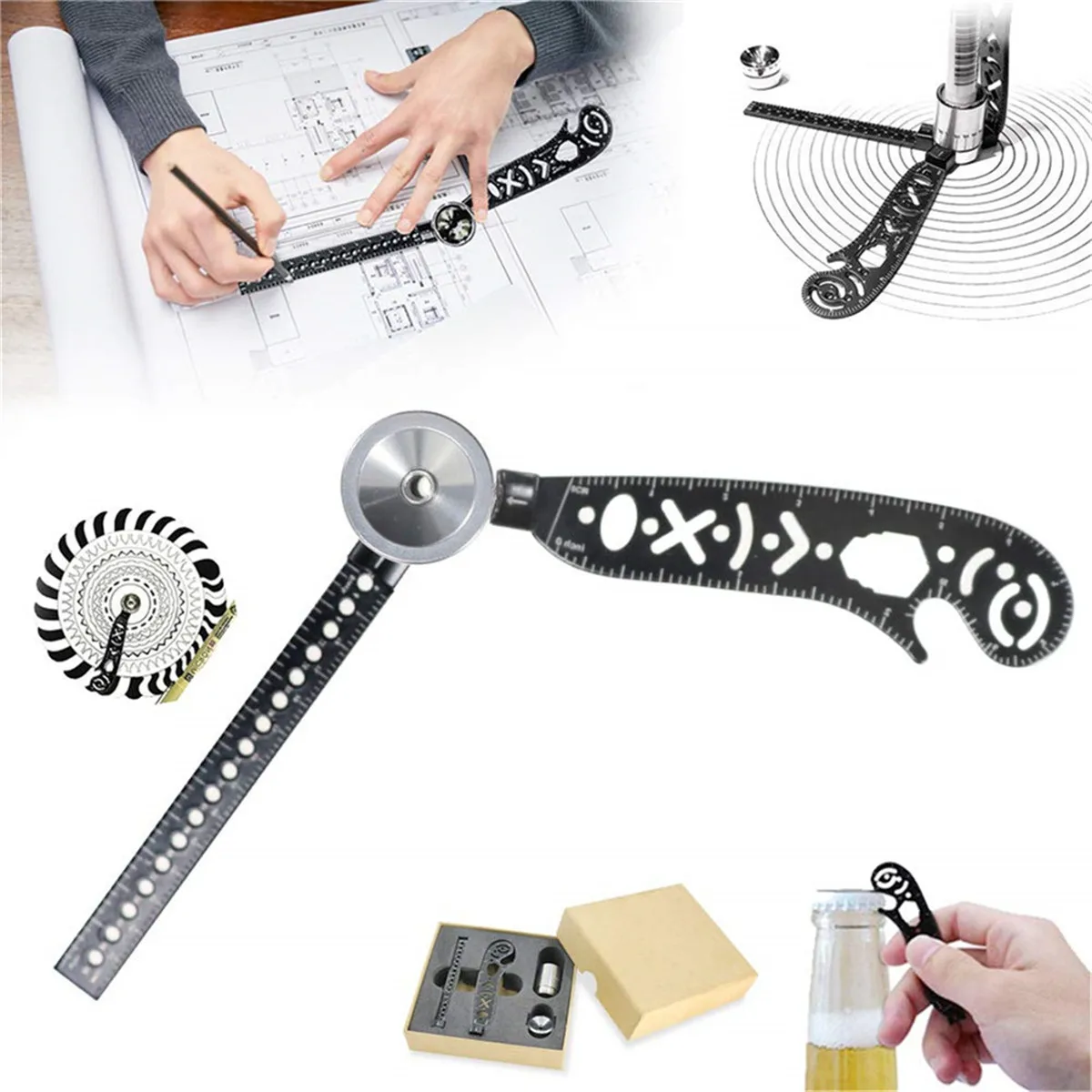 

KICUTE Design Tool Mini Geometric Rule Set Protractor Combo-Circles Drawing School Math Drawing Painting Set For Students School