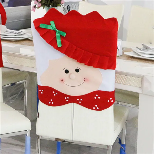 Рождественские ножки для стола, чехлы для стула, рождественские украшения для дома, Забавный стол, ужин, Рождественская шапка, Чехол для стула, год - Цвет: Белый