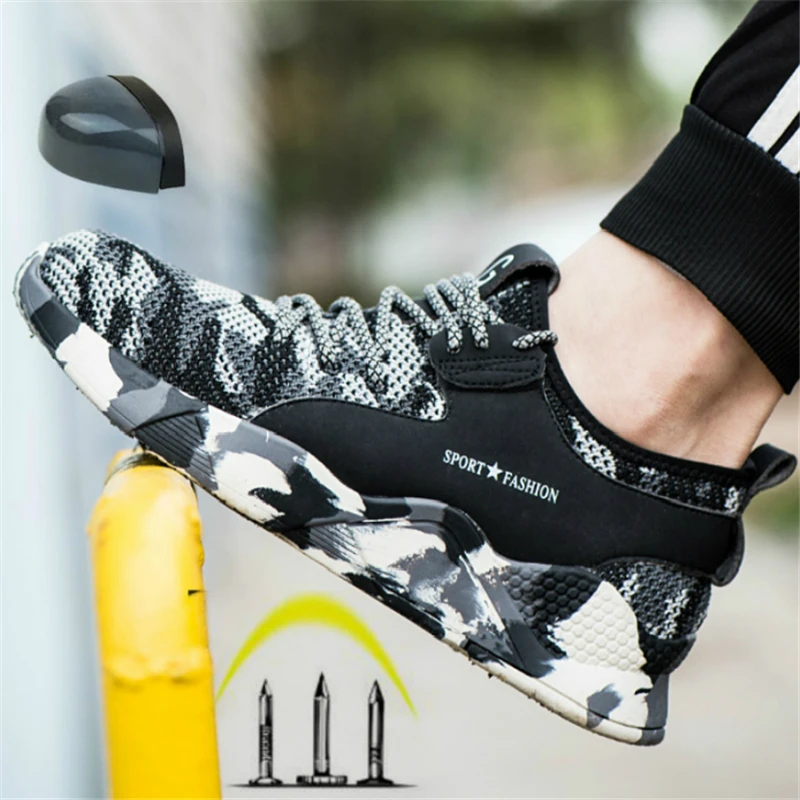 

Men Women Summer Breathable Sneakers Puncture Proof Boots Light Comfortable Industrial Shoes Man Steel Toe Work Safety Shoes