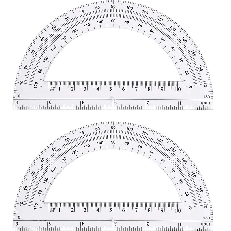 

2 Pcs/lot Transparent Plastic Protractor Ruler Math Protractors Digital Protractor School Educational Supplies 180 Degrees,15CM