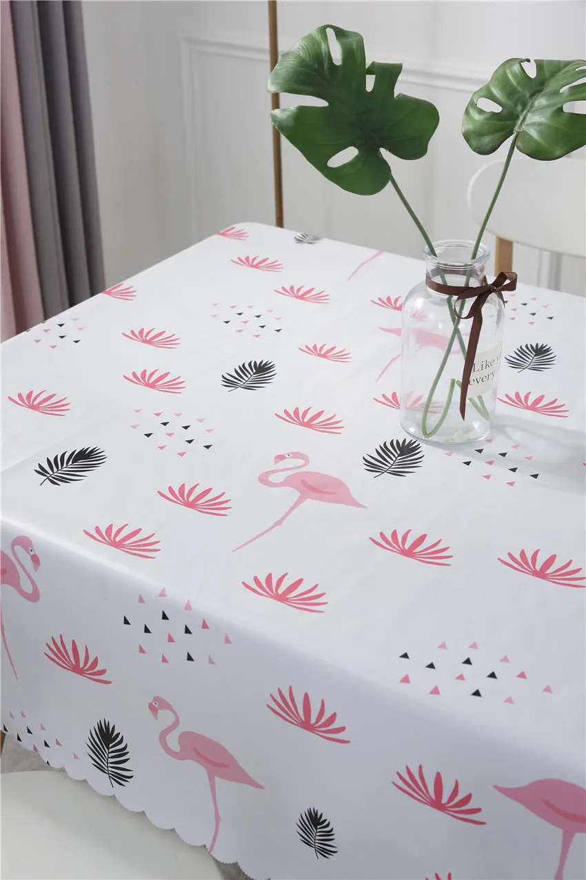  New Flamingo Waterproof Rectangle tablecloth Nordic style PVC Cover Home Kitchen decoration Party B
