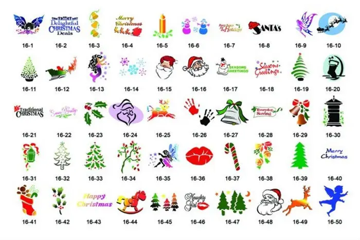 

Christmas series 100 designs Temporary Airbrush Tattoo Stencil Book for Children - Template Book 16 - High Quality