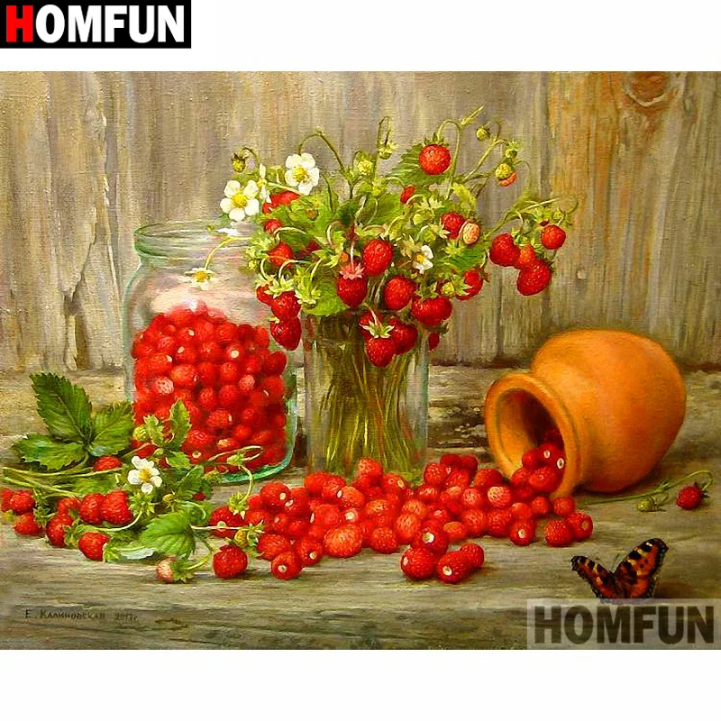 Алмазная 5D картина HOMFUN A16939 сделай сам вышивка крестиком фрукты клубника полная