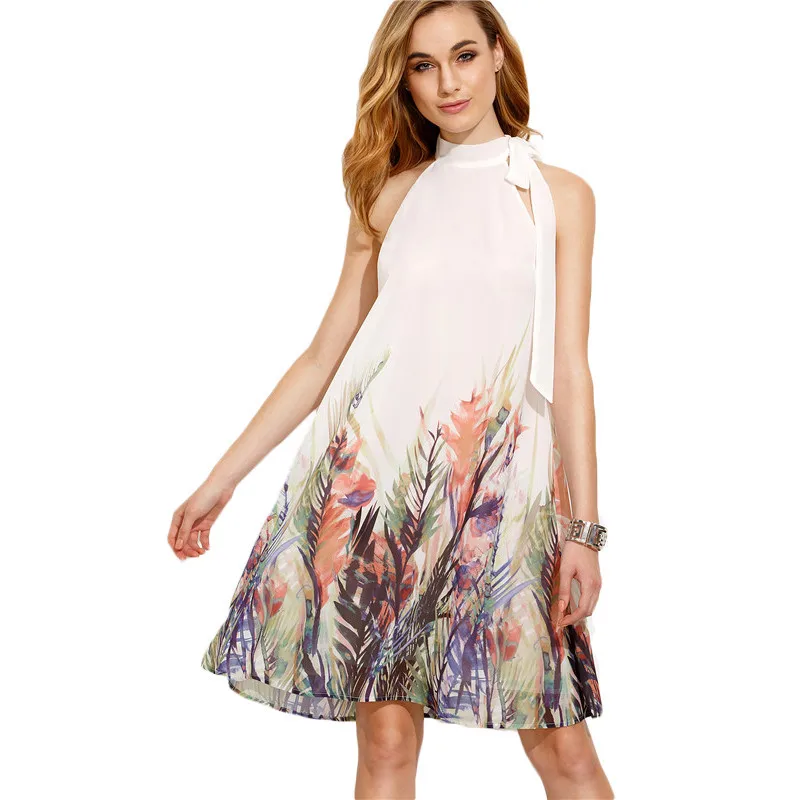 

2019 Halter Strap Sleeveless Flower Print Dress Summer European And American Style Bodycon Dress Mini Bandage Dress Boho Dress