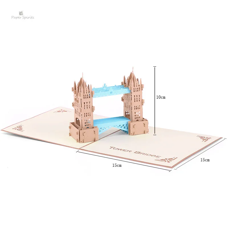 Красный Лондонский мост ручной работы лазерная резка карты оптом 3D всплывающие пользовательские поздравительные открытки на день рождения подарочные открытки - Цвет: 8007