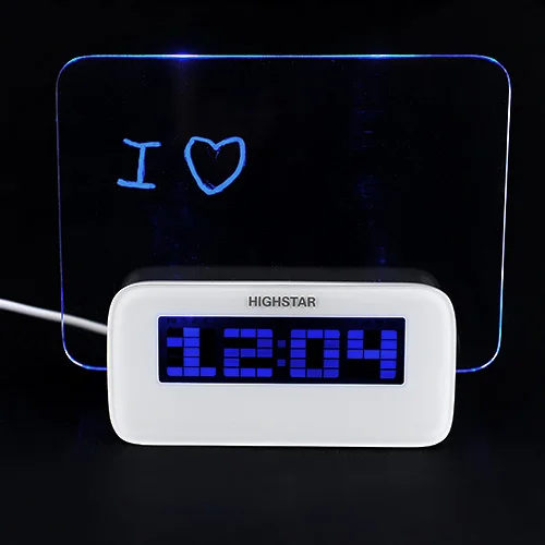 

New Luminous Message Board Digital Alarm Desk Clock LED Night Light USB Hub