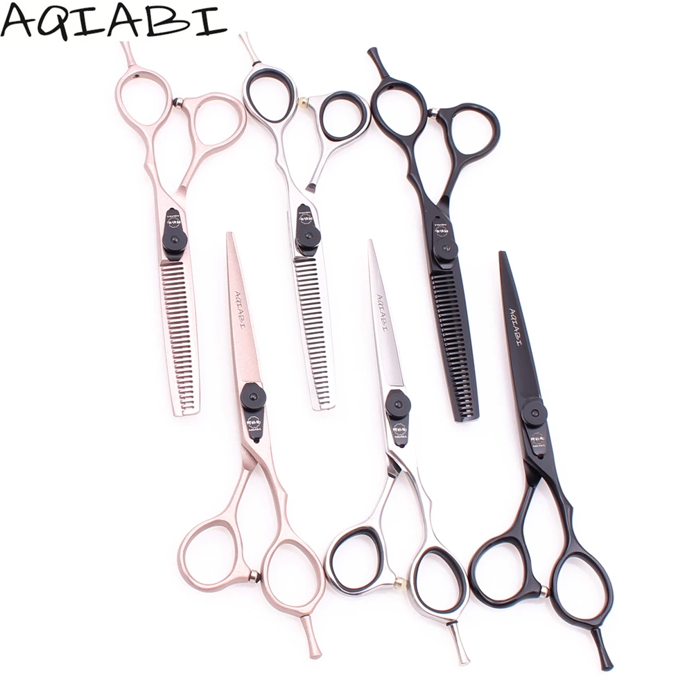 

Hair Scissors 6" 17.5cm AQIABI JP 440C Barber Scissors Straight Shears Thinning Shears Hairdressing Scissors Haircut Capes A9015