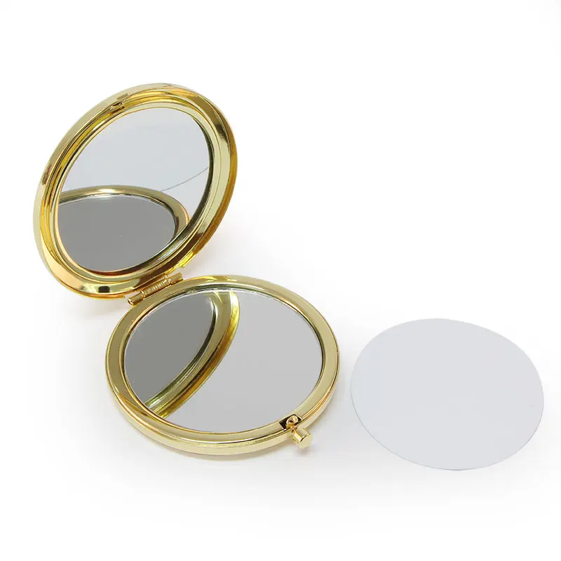 Gold Color Metal Compact Makeup Mirror Portable Round Cosmetic Mirror