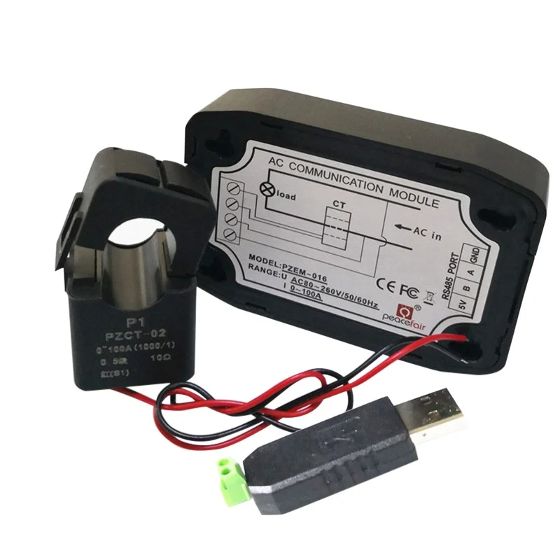 

AC Multimeter Single Phase Watt Energy Meter With Split CT&USB RS485 Modbus Voltage Current Frequency Power Factor Kwh Meter