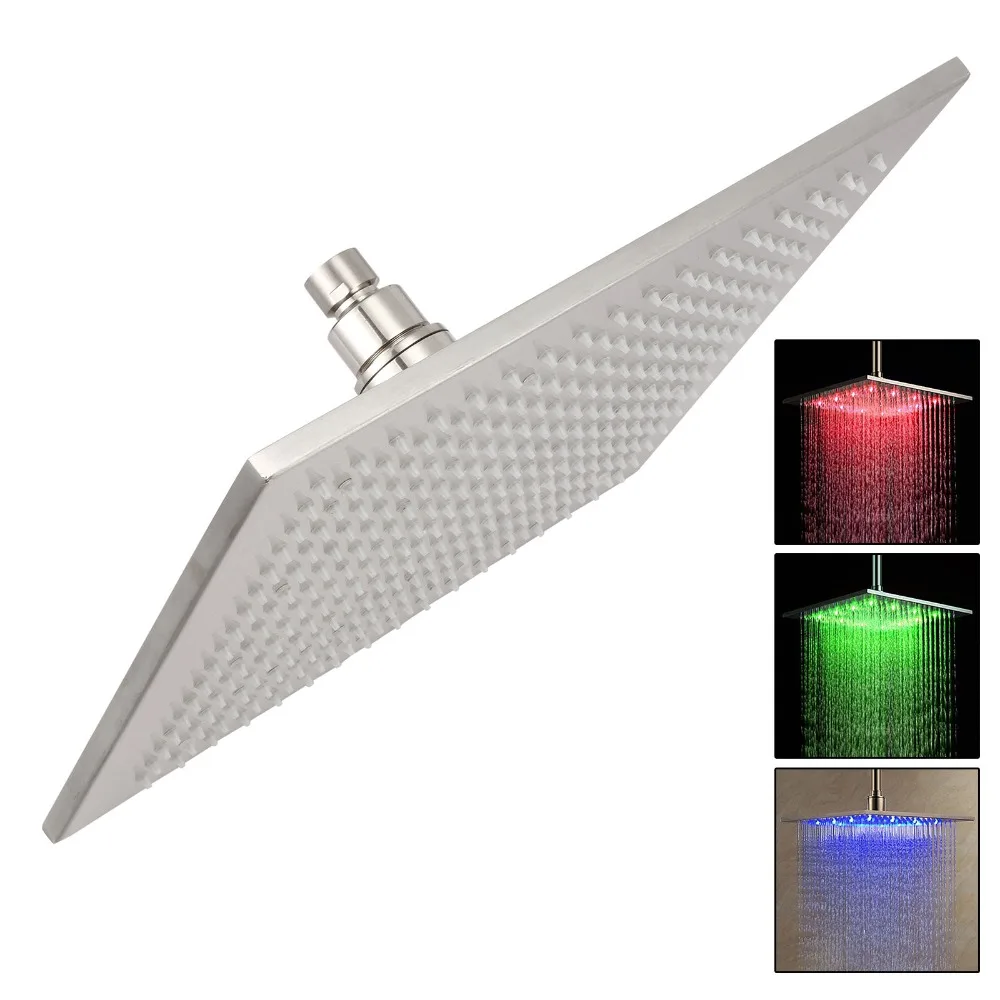 Kopen 10 Inch 250*250 cm Water Aangedreven Regen Led Douchekop Zonder Arm. Badkamer 3 Kleuren Led douchekop