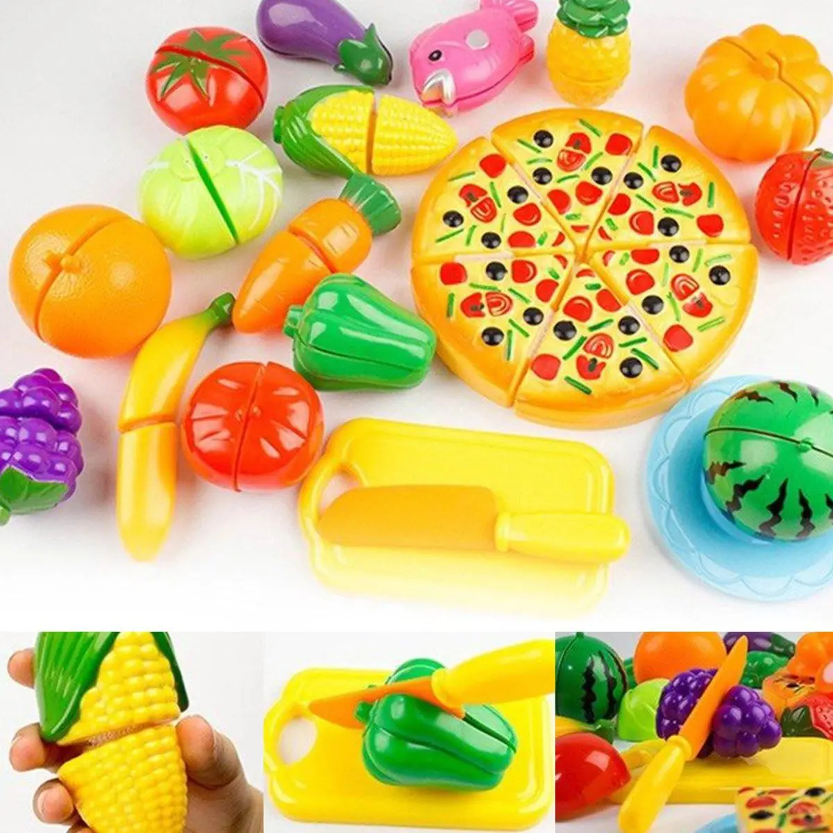 24Pcs/Set Kitchen Pretend Play Toys Vegetable Fruits Children Early