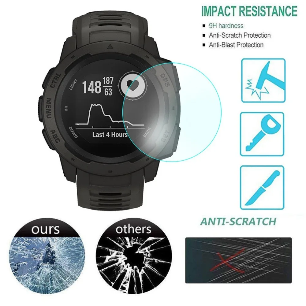 3 шт. Защитное стекло для Garmin Instinct закаленное Защита экрана Противоударная