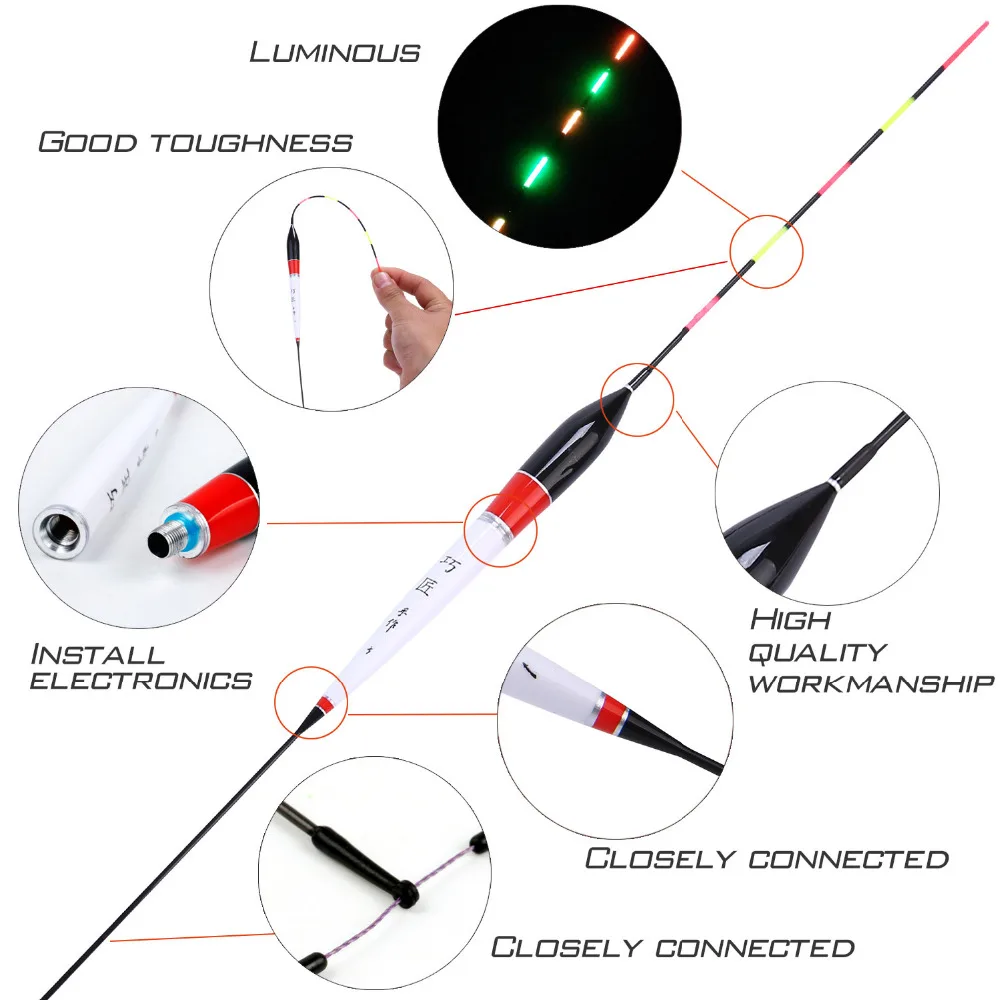 Sougayilang, 3 шт./лот, светодиодные электронные поплавок, наборы, светящиеся поплавки, рыболовный светильник, палка, пресноводная/морская ночная рыбалка