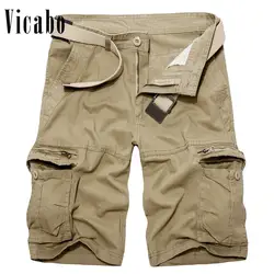Vicabo мужские шорты-карго Повседневное свободные короткие шорты с карманом Лето тактические хлопчатобумажные шорты тренировки
