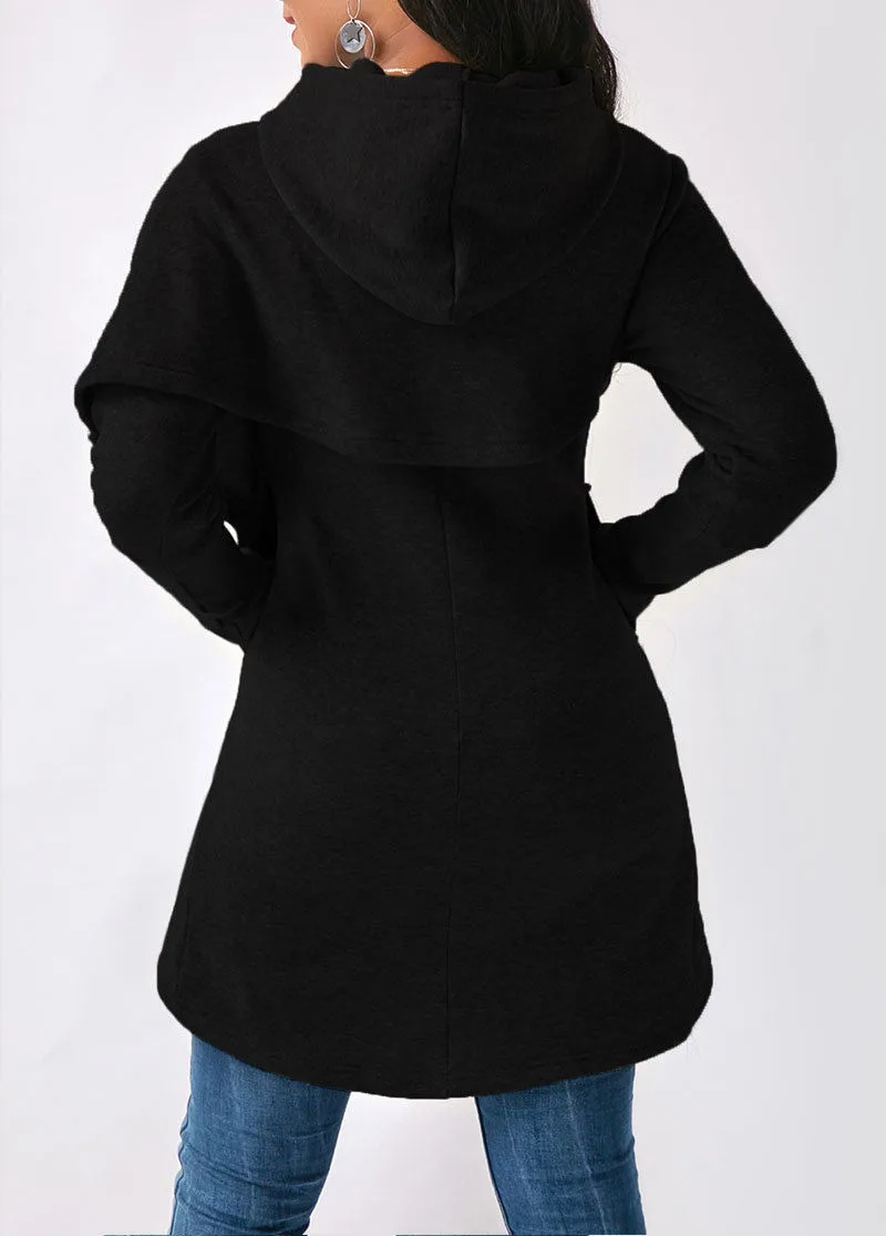 Женский осенне-зимний пуловер с капюшоном, однотонный несимметричный джемпер с длинными рукавами, свободные трикотажные топы для женщин, повседневное пальто Femme W3