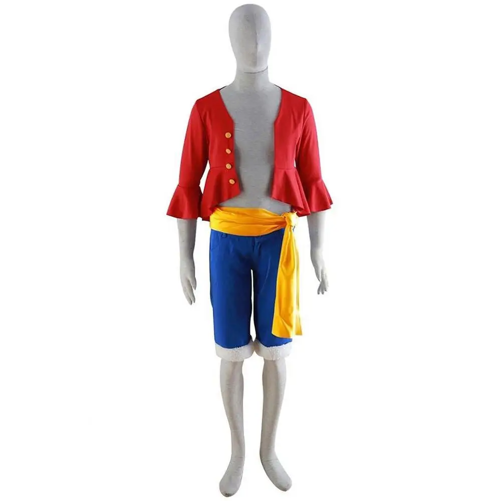 One Piece Monkey D Luffy New World Costume Outfits Halloween & Cosplay With Hat