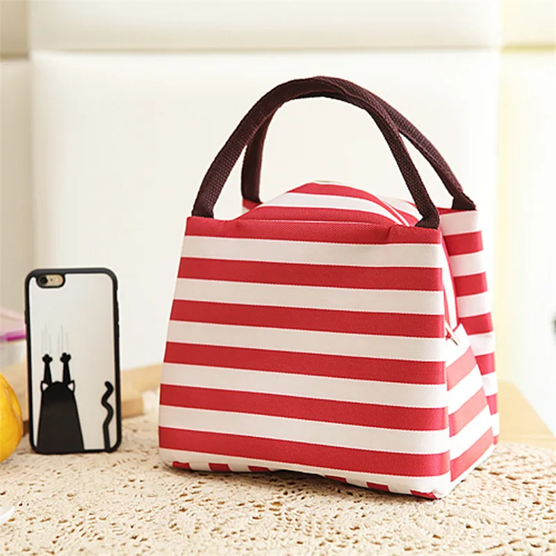 

Fashion Stripe Insulated Lunch Bag Fresh Cooler Thermal Food Storage Lunch Box Travel Picnic Tote Bags for Women Girls Kids