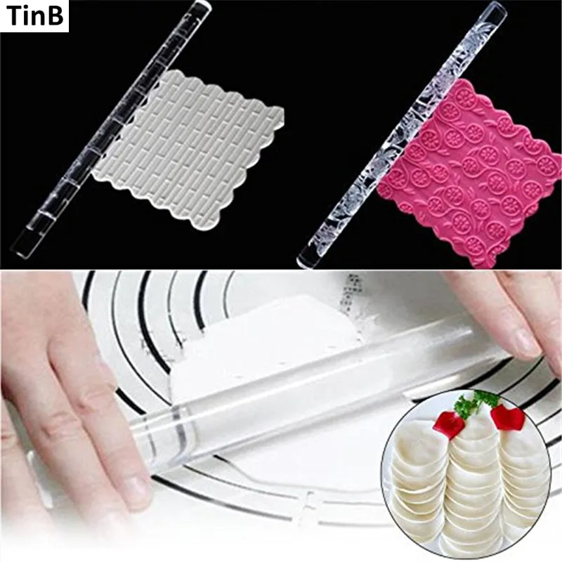 

Non-Stick Acrylic Fondant Rolling Pin Baking Tools Brick Embossing Fondant Sugar Cake Dough Roll Craft Kitchen Decoration Tools