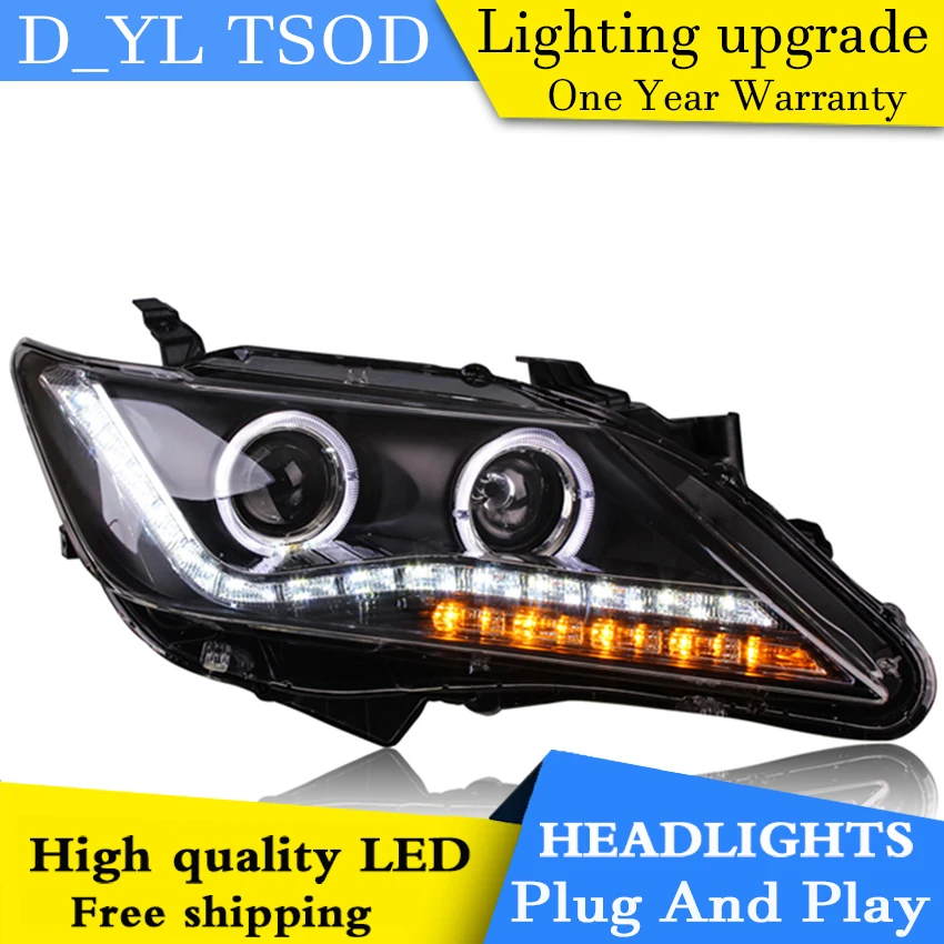 

H Lampever styling Styling for 2012-2013 Toyota Camry LED Headlight Camry Headlights drl Lens Double Beam H7 HID Xenon