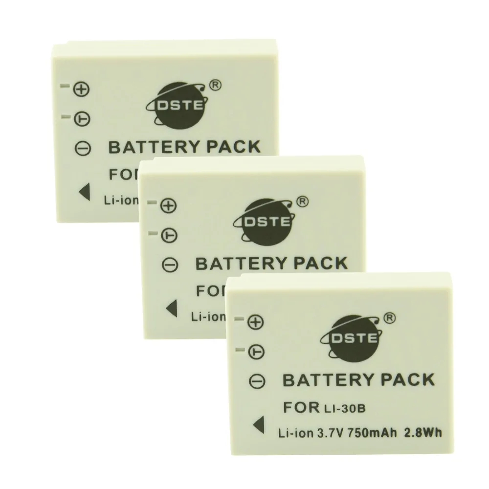 

DSTE 3PCS LI-30B Rechargeable Battery For Olympus u-mini Digital  Camera