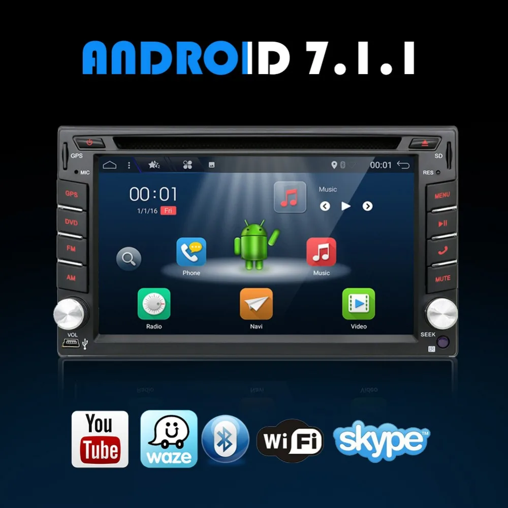

Quad Core 2 din android 7.1 2din radio tape recorder Car DVD Player GPS Navigation In dash steering wheel wifi usb SD mirror SD