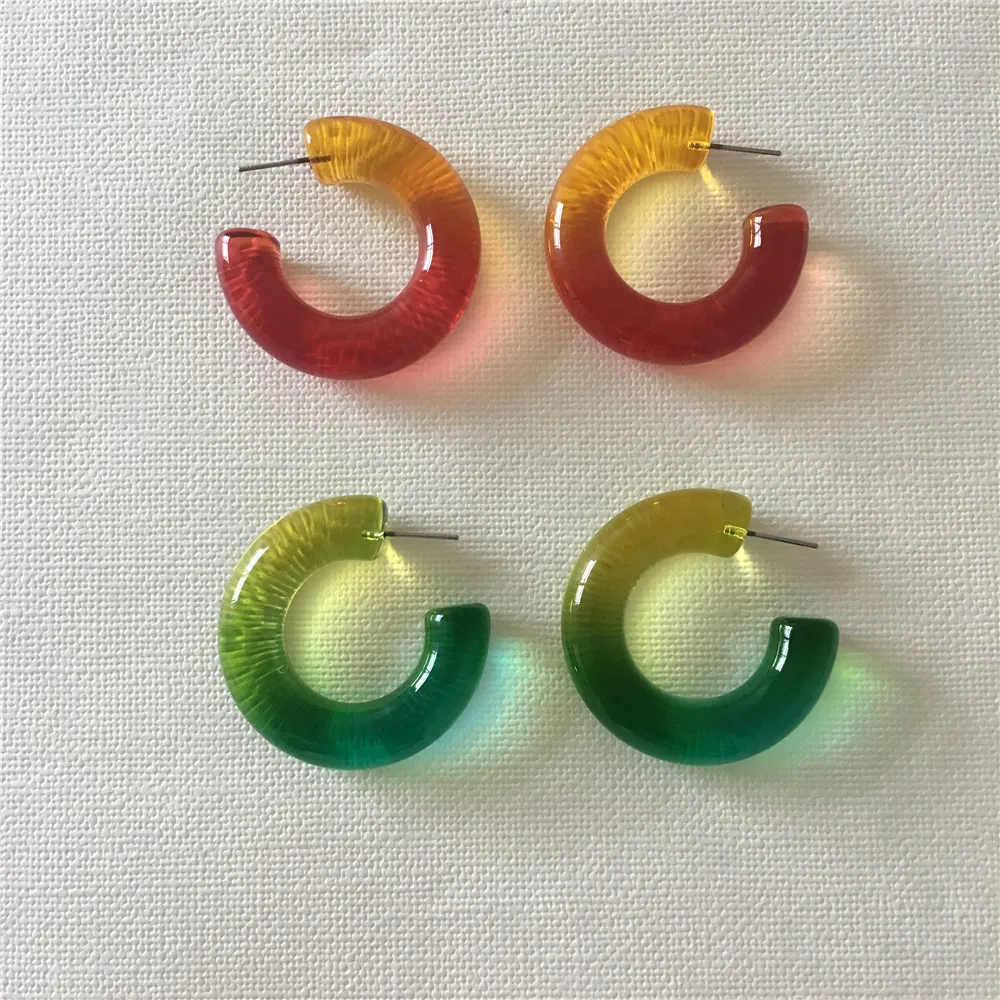 

LOVELY TWO TONE COLOR 1CM PUDDING HOOP EARRING FOR GIRL SUMMER