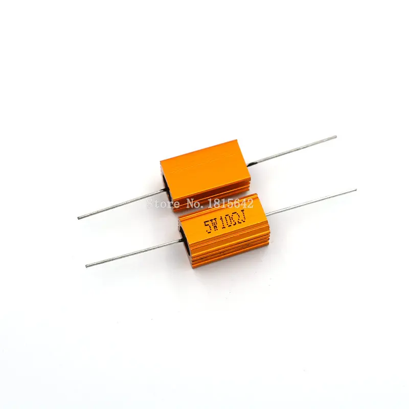 

2PCS RX24 5W 10R 10RJ Power Metal Shell Aluminium Gold Resistor High Power Resistance Golden Heat Sink Resistor 5Watt 10 ohm
