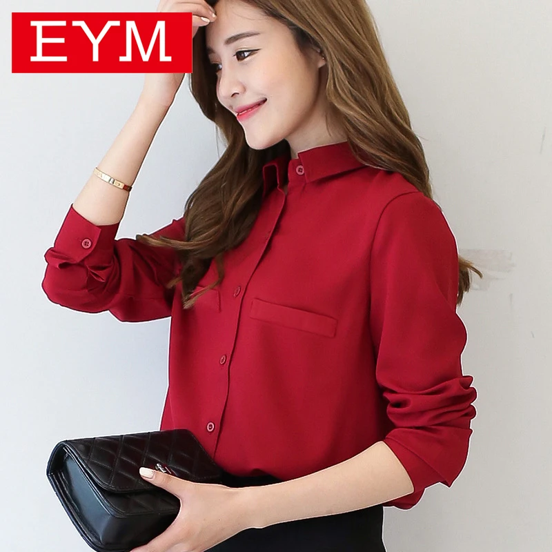 Brand Women Blouse 2018 New Casual Women's Long Sleeved Solid Shirt Plus Size Blouses Ladies Office OL Style Shirts Blusas