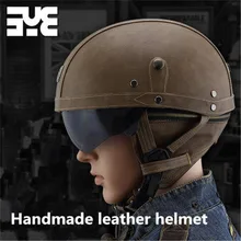 BYE Marche DELL’UNITÀ di ELABORAZIONE dell’annata 1/2 In Pelle Harley Moto Casco mezzo del fronte del Chopper Bike Retro motocicletas trasporto libero per 55 cm a 61