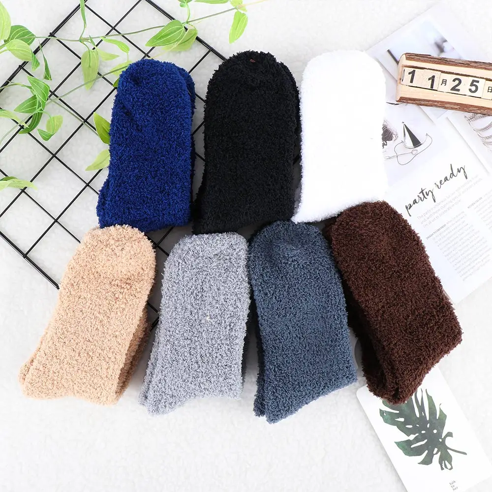 1 pair Extremely Cozy Cashmere Velvet Socks Men Women Winter Warm Sleep Bed Floor Home Fluffy Socks 7 Colors
