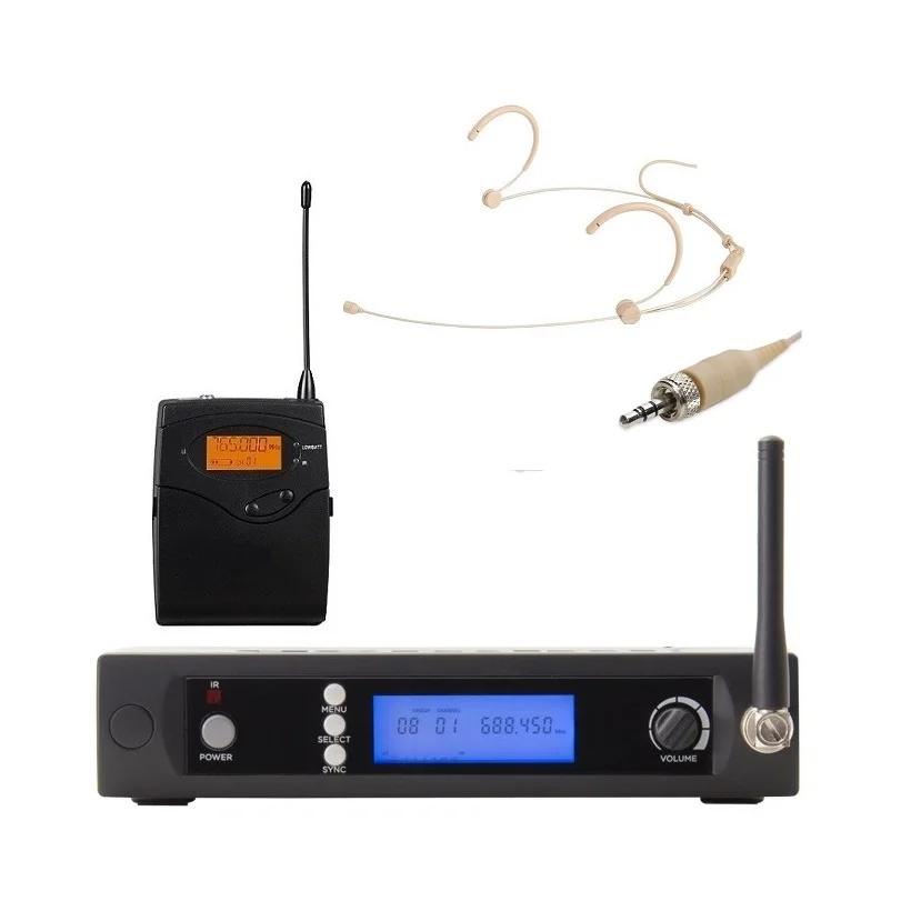 Bolymic UHF Беспроводные микрофоны головной конденсаторный микрофон фитнес гарнитура профессиональный микрофон беспроводной - Цвет: Beige headset mic
