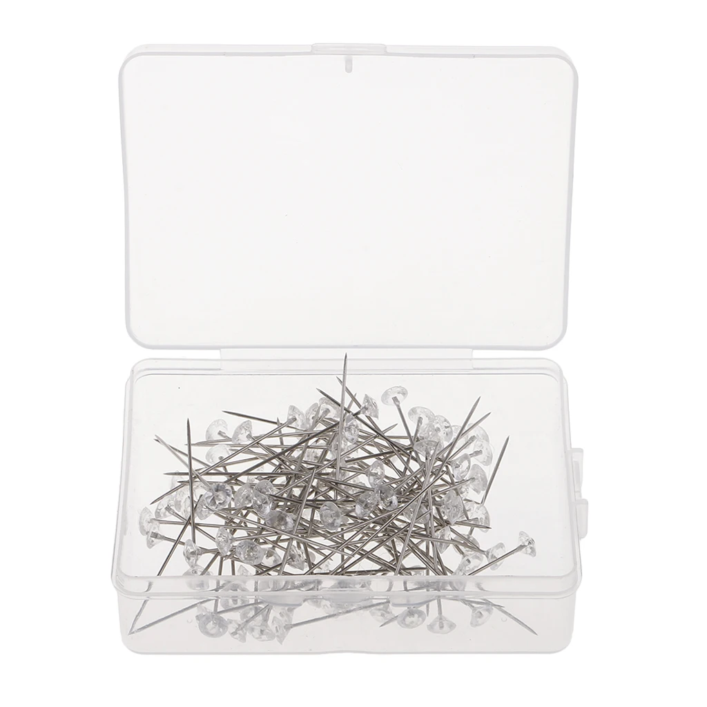100pcs Diamante Head Sewing Pins Stitching Needles Corsages Pins Wedding Boutonniere Flower Floral Bouquet Pins