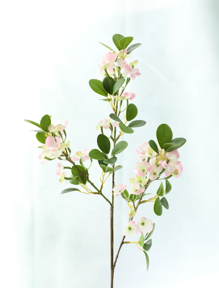 87 см 3 ветви искусственная шелковая Гортензия цветок ветка с настоящие на ощупь листья для дома Свадебные украшения поддельный цветок - Цвет: Светло-розовый