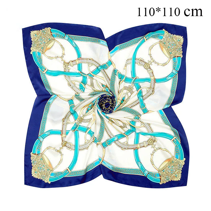 Бренд, атласный шелковый шарф, Женский Большой квадратный платок, накидка, весна-осень, женские шелковые шарфы, 110*110 см, Подарочный шелковый шарф - Цвет: cxdfj106