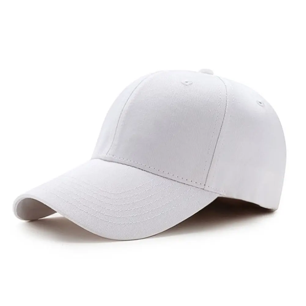 Мужская и женская простая изогнутая Солнцезащитная бейсбольныей козырек, однотонная шляпа, модная Регулируемая шапка s - Цвет: Белый