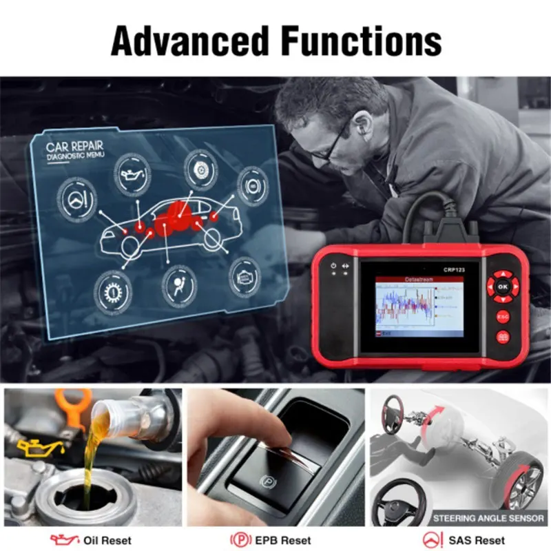 Vehemo OBD2 сканер авто инструмент Creader Автомобильный сканер неисправностей ABS SRS передача ключ программист Запуск красный автоматический диагностический инструмент