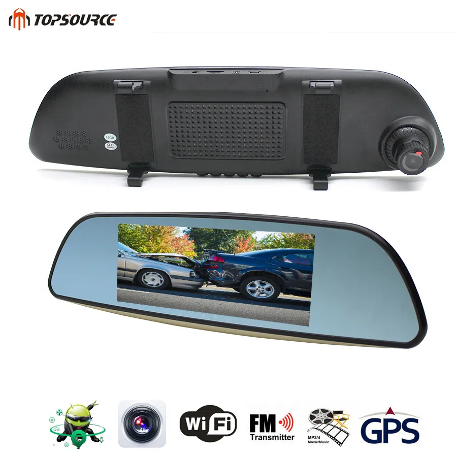 TOPSOURCE Авто GPS ANDROID 5 0 1G/16G 3G 7 "IPS Автомобильный видеорегистратор зеркальная камера